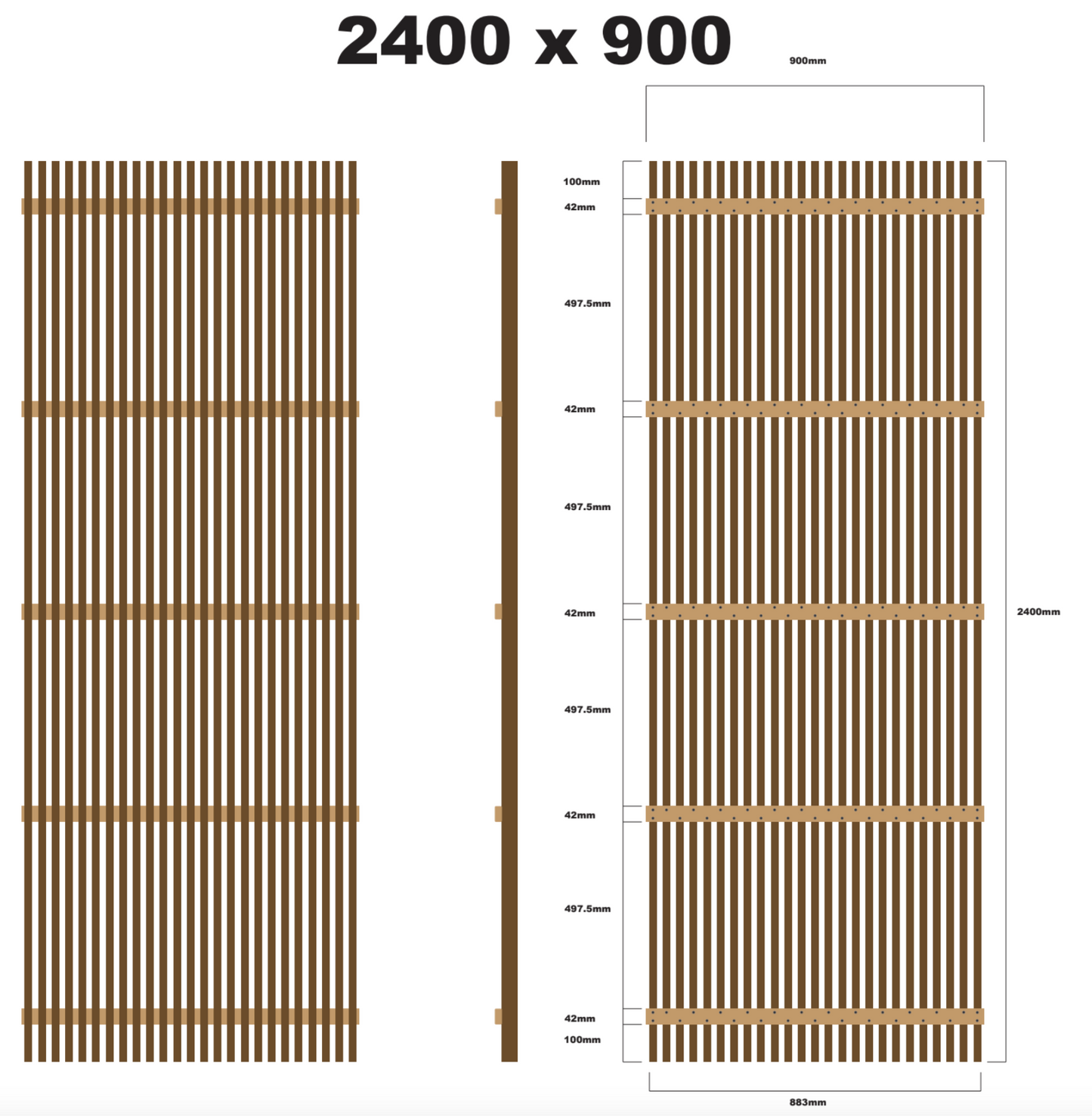 Yellow Balau Batten Screens - Oiled Finish